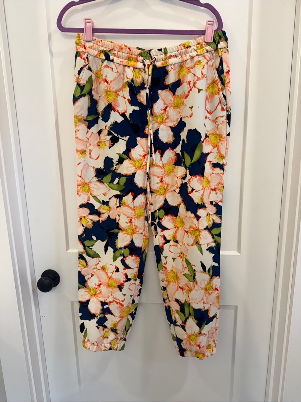 Like New J. Crew Factory Elastic-Waist Floral Pants Sz 10